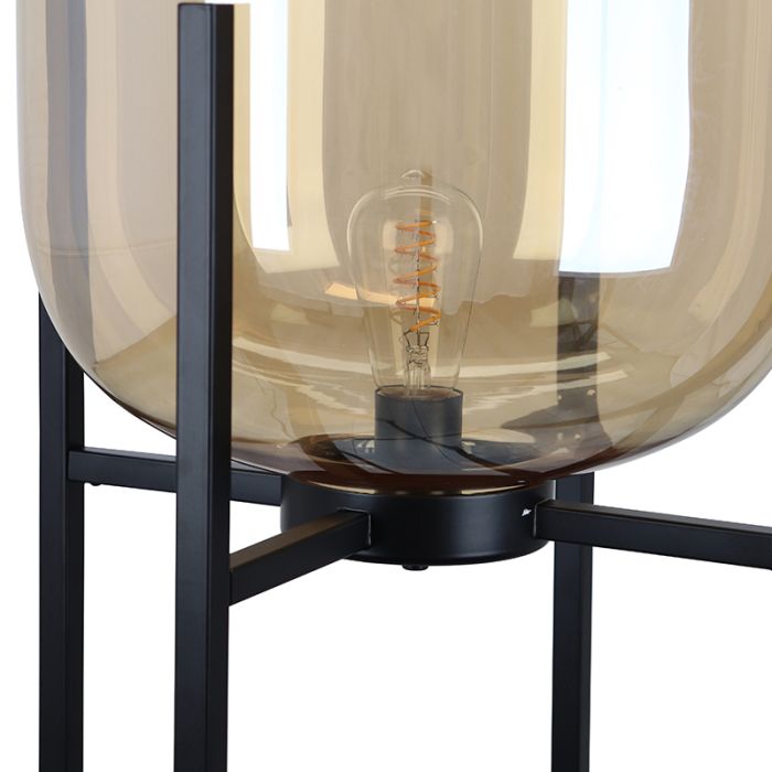 Lampadaire ambre rétro, Roxy, avec interrupteur