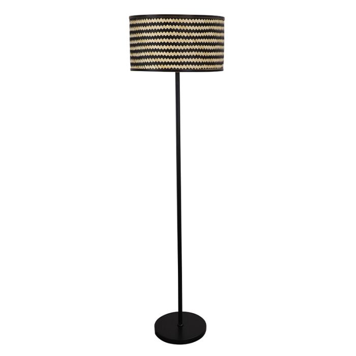 Lampadaire en bambou noir, Jildau, avec interrupteur