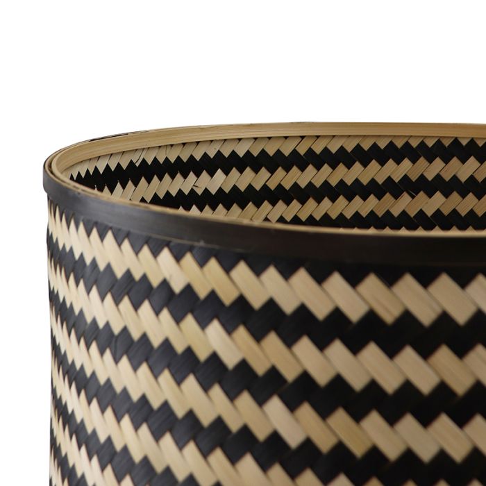 Lampadaire en bambou noir, Jildau, avec interrupteur