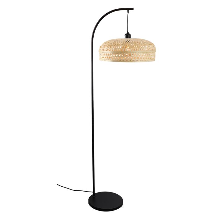 Lampadaire en bambou marron, Jennifer, avec interrupteur