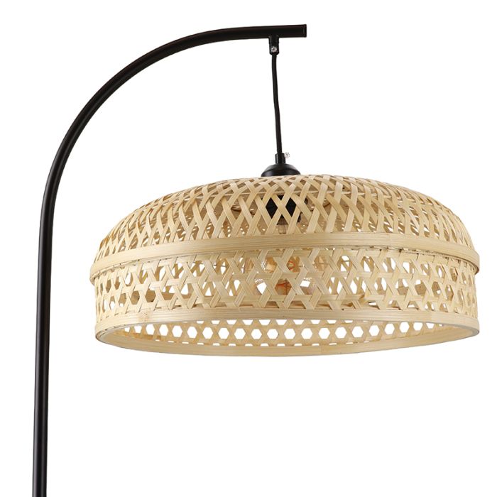 Lampadaire en bambou marron, Jennifer, avec interrupteur