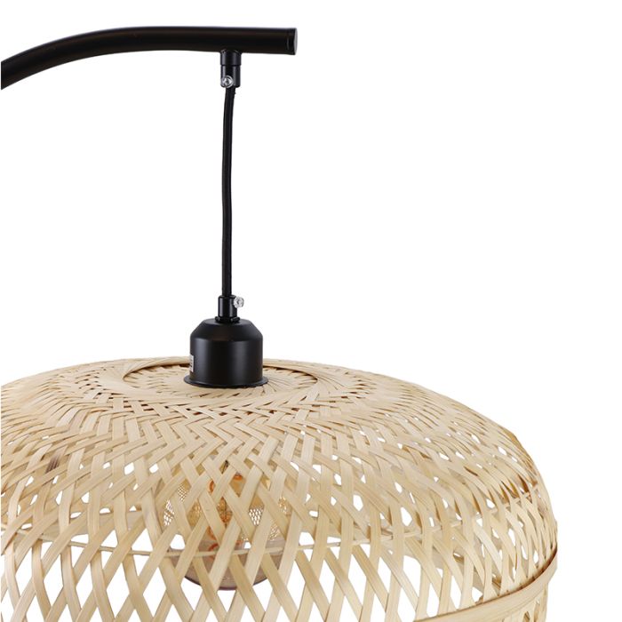 Lampadaire en bambou marron, Jennifer, avec interrupteur