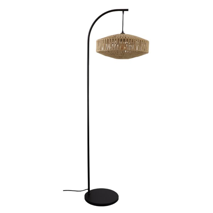 Lampadaire marron rustique, Selena, avec interrupteur