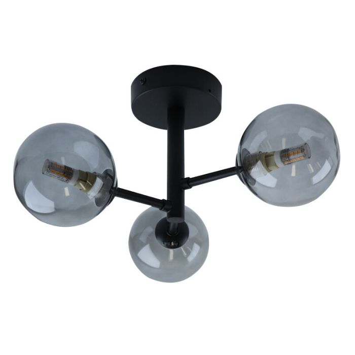 Plafonnier salle de bain noir moderne, Amer, IP44