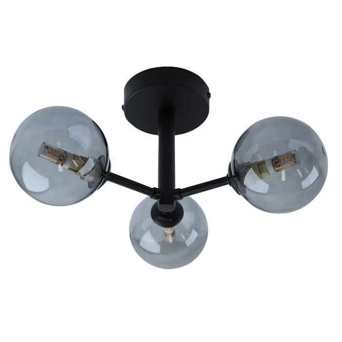 Plafonnier salle de bain noir moderne, Amer, IP44