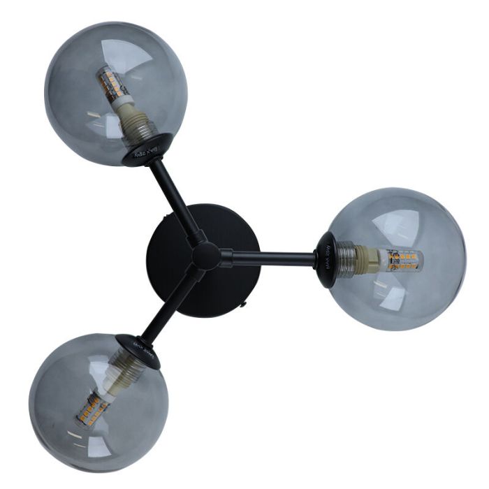 Plafonnier salle de bain noir moderne, Amer, IP44