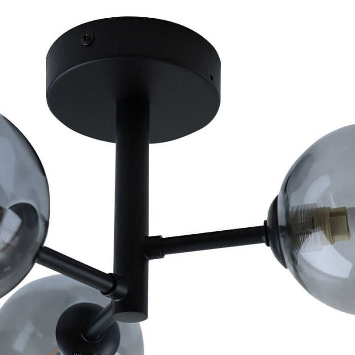 Plafonnier salle de bain noir moderne, Amer, IP44