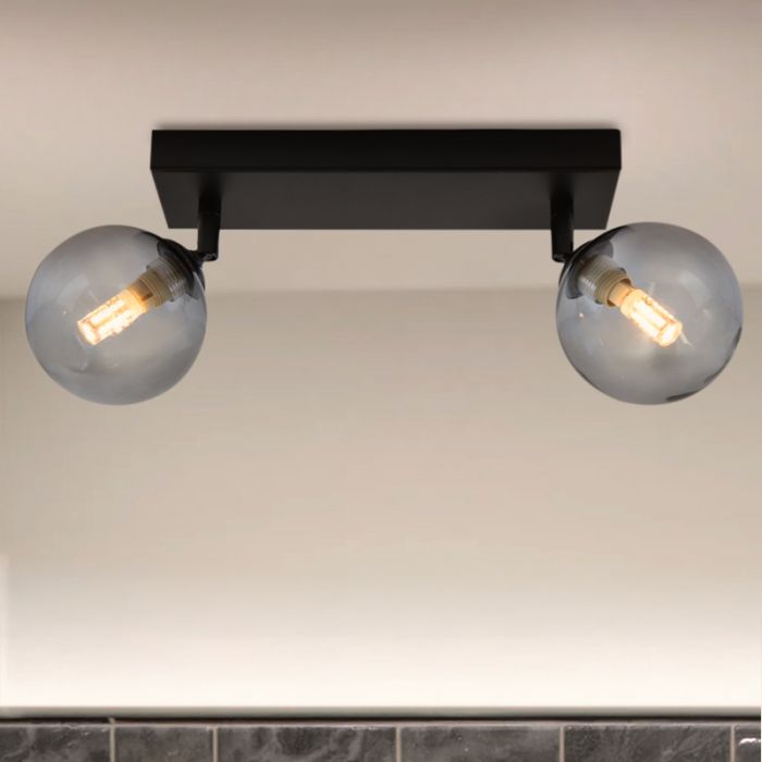Plafonnier salle de bain noir moderne, Amer, IP44