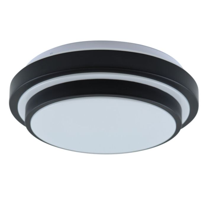 Plafonnier salle de bain noir moderne, Jaro, 12W, 3000K LED, IP44