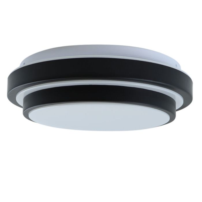 Plafonnier salle de bain noir moderne, Jaro, 12W, 3000K LED, IP44