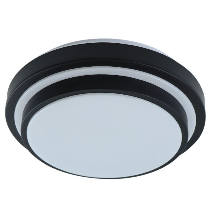 Plafonnier salle de bain noir moderne, Jaro, 12W, 3000K LED, IP44