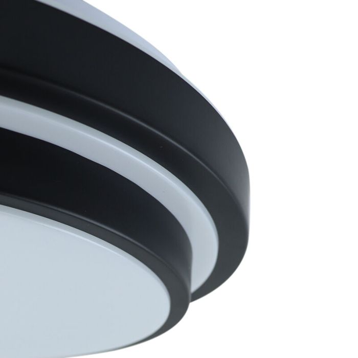 Plafonnier salle de bain noir moderne, Jaro, 12W, 3000K LED, IP44