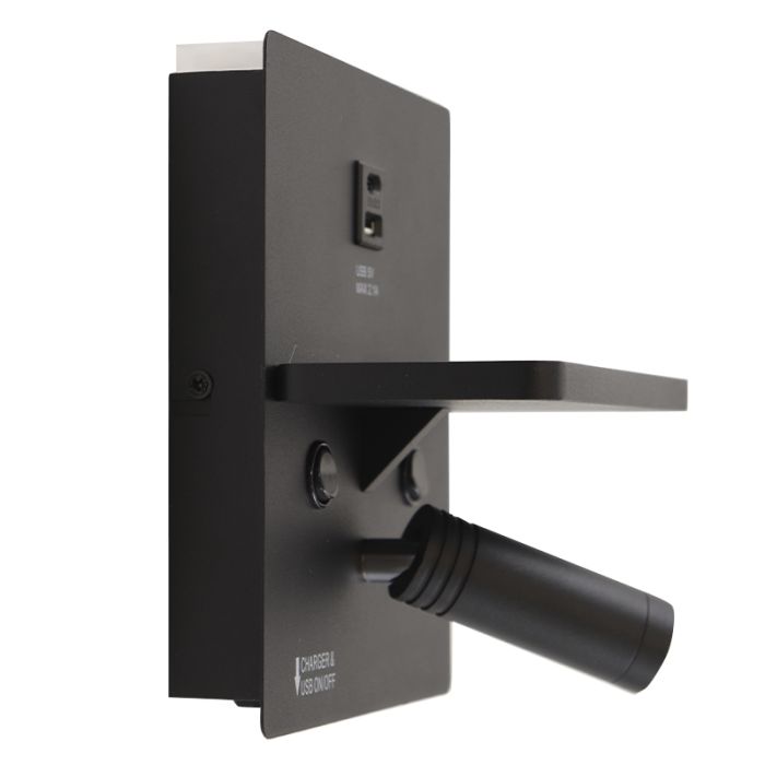 Applique murale noire moderne, Isabella, 3W, 3000K LED, avec interrupteur