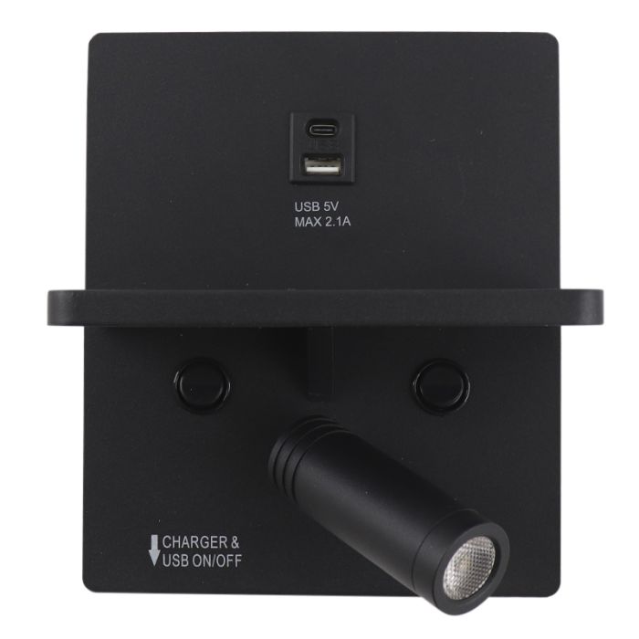 Applique murale noire moderne, Isabella, 3W, 3000K LED, avec interrupteur