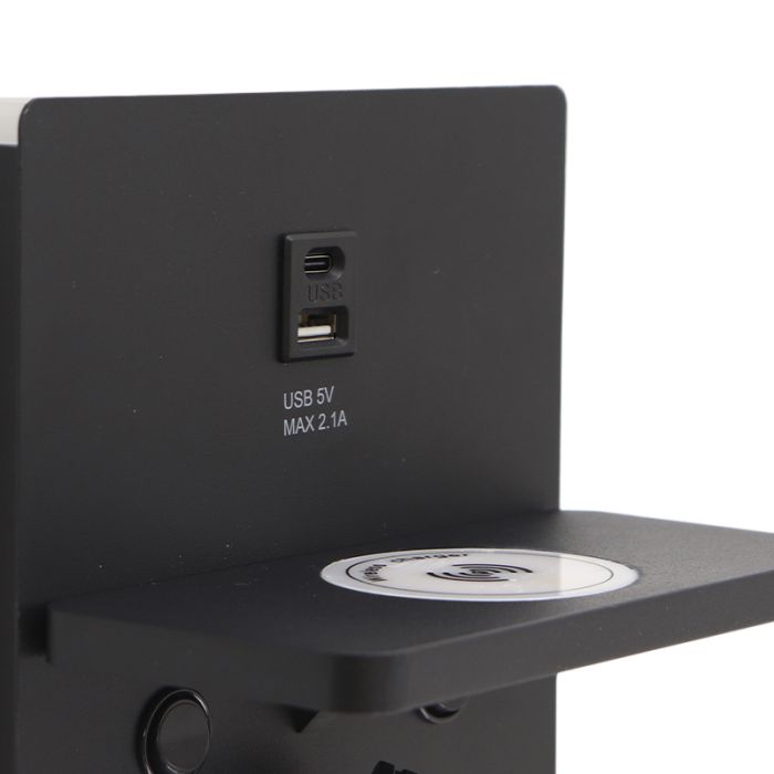 Applique murale noire moderne, Isabella, 3W, 3000K LED, avec interrupteur