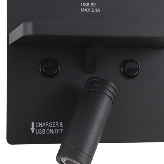 Applique murale noire moderne, Isabella, 3W, 3000K LED, avec interrupteur