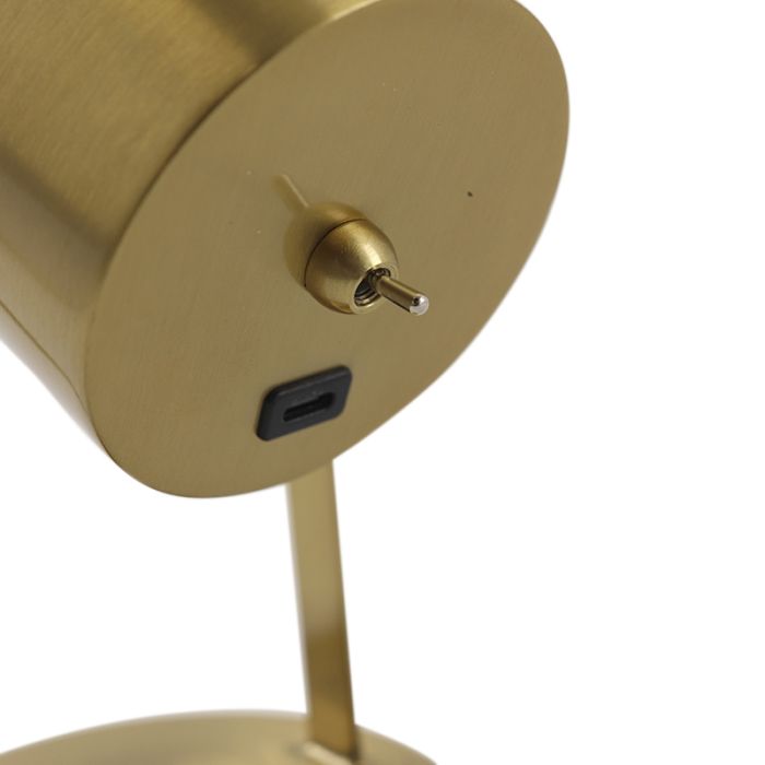 Lampe de table rechargeable laiton moderne, Elko, 2W, 3000K LED, avec interrupteur