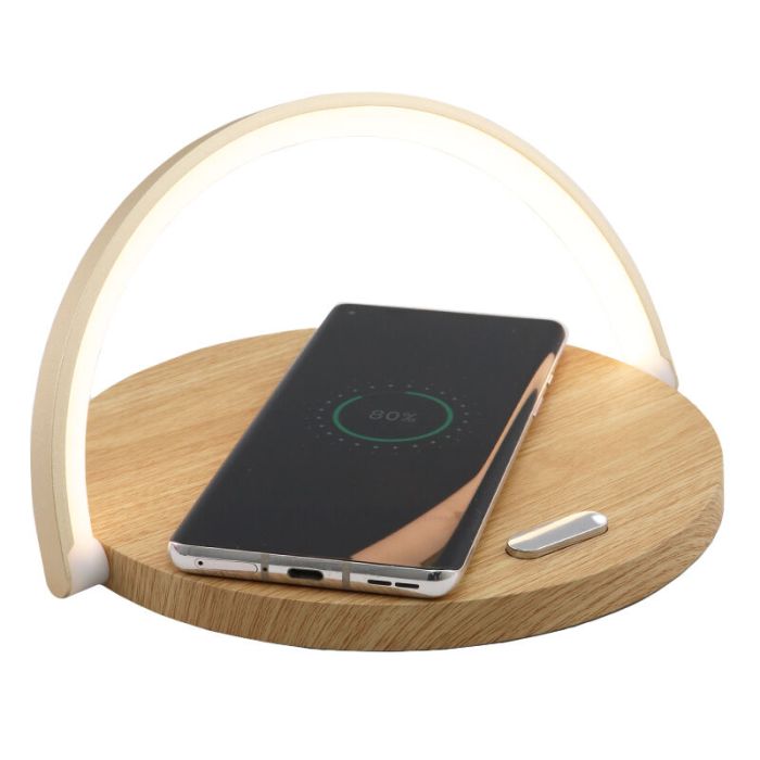 Lampe de table bois en plastique, Erhan, 2W, 3000K LED, avec interrupteur