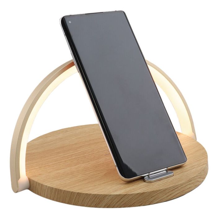 Lampe de table bois en plastique, Erhan, 2W, 3000K LED, avec interrupteur