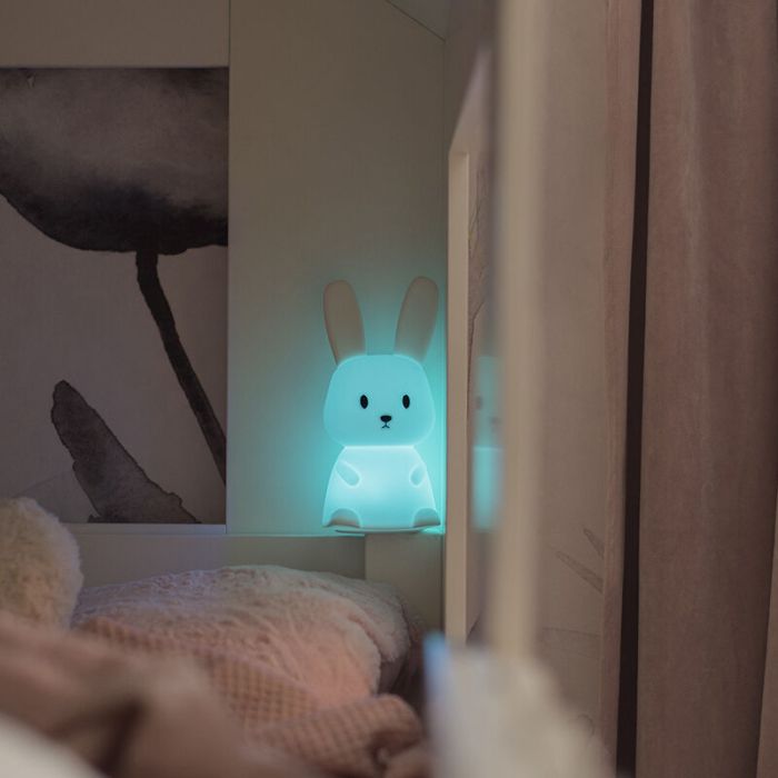 Veilleuse pour enfants blanche en plastique, Bunny, 0,5W, RGBW LED, avec interrupteur