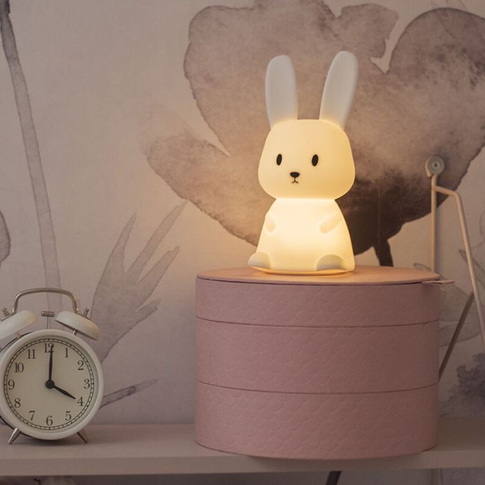 Veilleuse pour enfants blanche en plastique, Bunny, 0,5W, RGBW LED, avec interrupteur