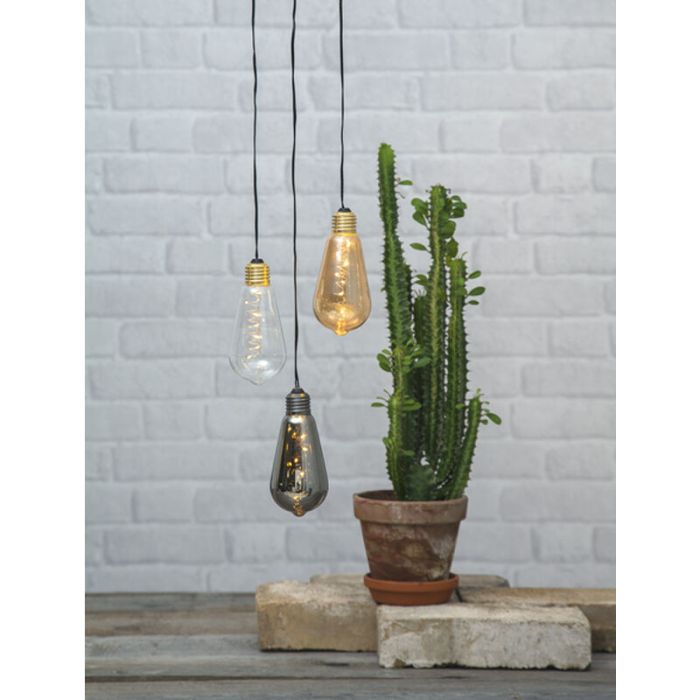 Lampe Edison en verre fumé, sur batterie