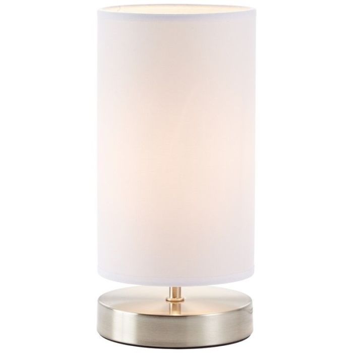 Lampe de table blanche en tissu, Merinde, avec interrupteur
