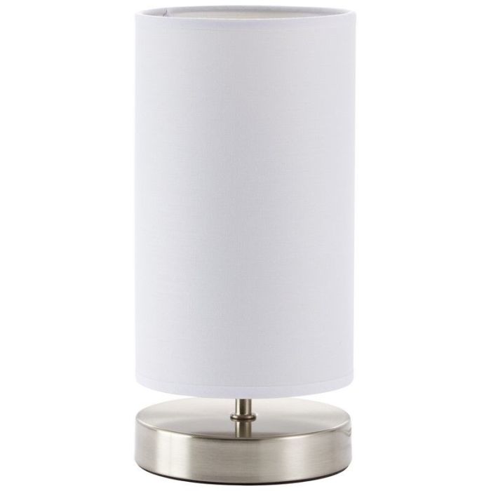 Lampe de table blanche en tissu, Merinde, avec interrupteur