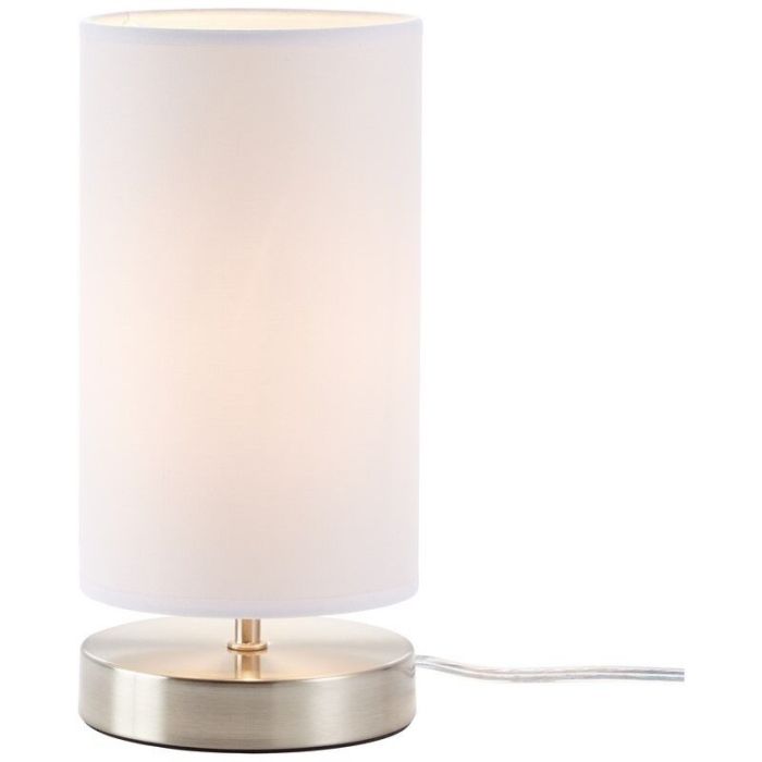 Lampe de table blanche en tissu, Merinde, avec interrupteur