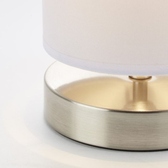 Lampe de table blanche en tissu, Merinde, avec interrupteur