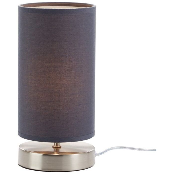 Lampe de table grise en tissu, Merinde, avec interrupteur