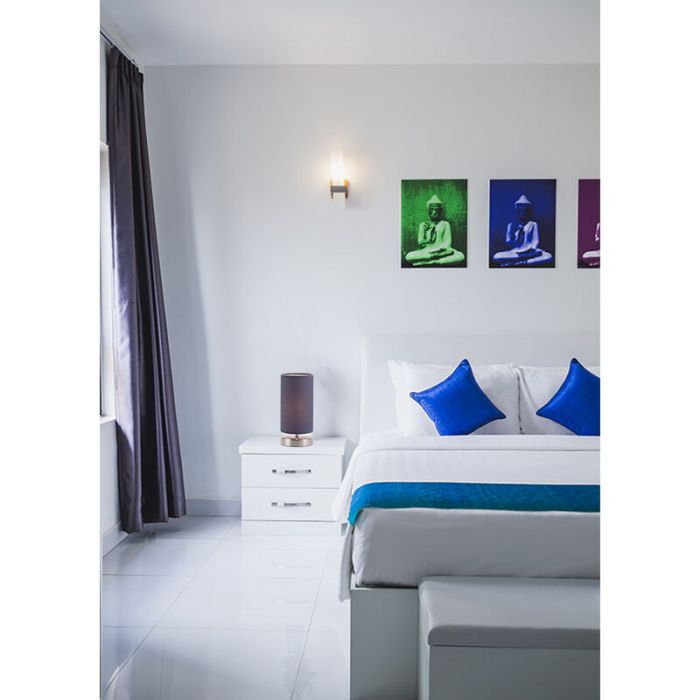 Lampe de table grise en tissu, Merinde, avec interrupteur