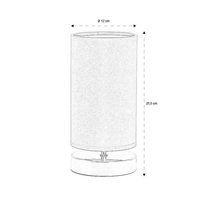 Lampe de table grise en tissu, Merinde, avec interrupteur