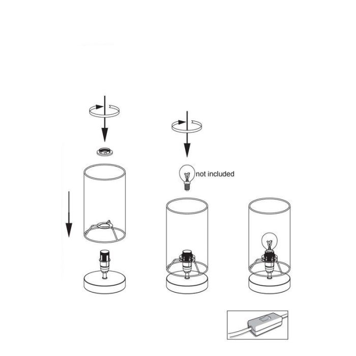 Lampe de table grise en tissu, Merinde, avec interrupteur