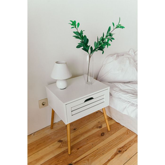 Lampe de table en céramique blanche, Pilar, avec interrupteur
