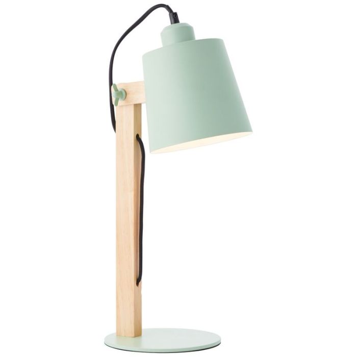 Lampe de table en bois verte, Dorina, avec interrupteur