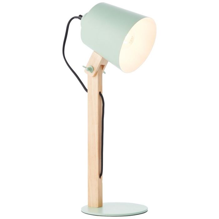 Lampe de table en bois verte, Dorina, avec interrupteur