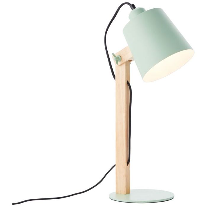Lampe de table en bois verte, Dorina, avec interrupteur
