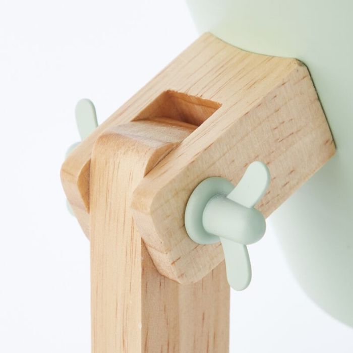 Lampe de table en bois verte, Dorina, avec interrupteur