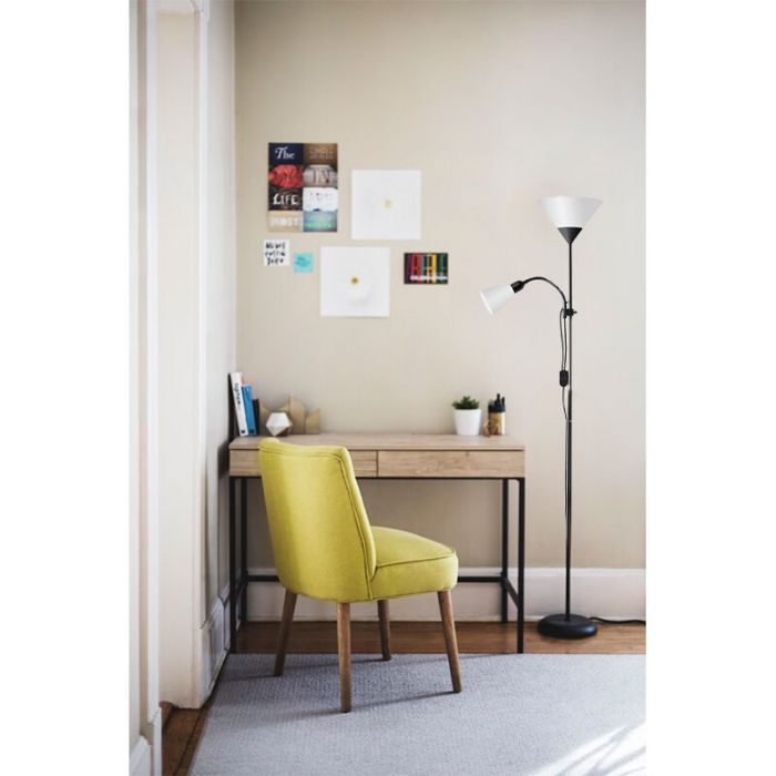 Lampadaire liseuse noir en aluminium, Josephina, avec interrupteur