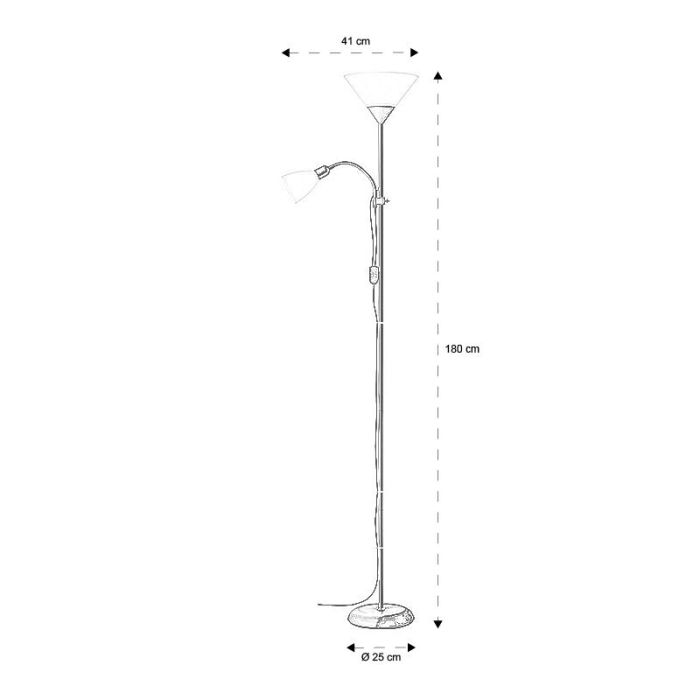 Lampadaire liseuse noir en aluminium, Josephina, avec interrupteur