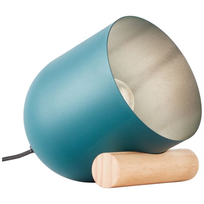 Lampe de table en bois bleue, Riaz, avec interrupteur