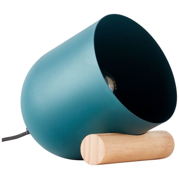 Lampe de table en bois bleue, Riaz, avec interrupteur