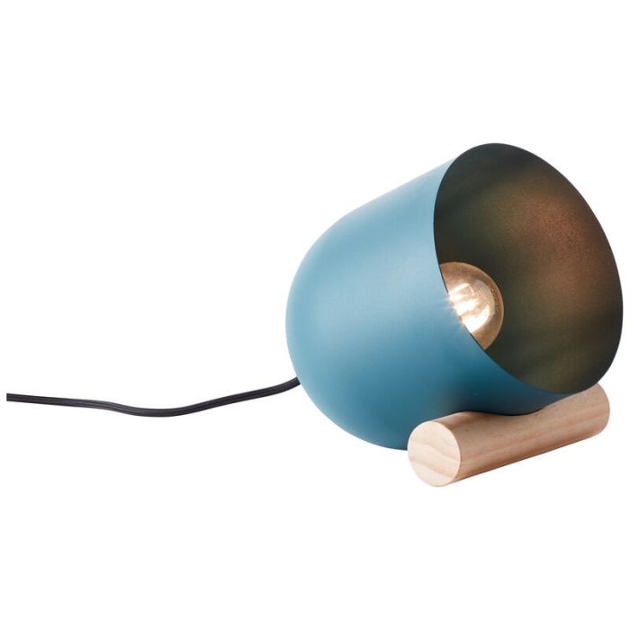 Lampe de table en bois bleue, Riaz, avec interrupteur