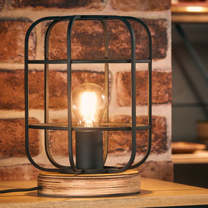 Lampe de table en bois noire, Taede