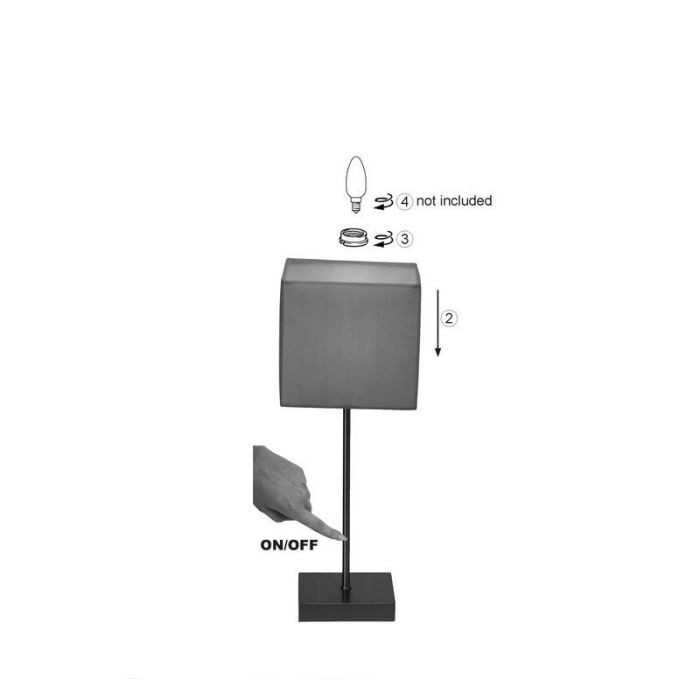 Lampe de table anthracite en tissu, Marinda, avec interrupteur