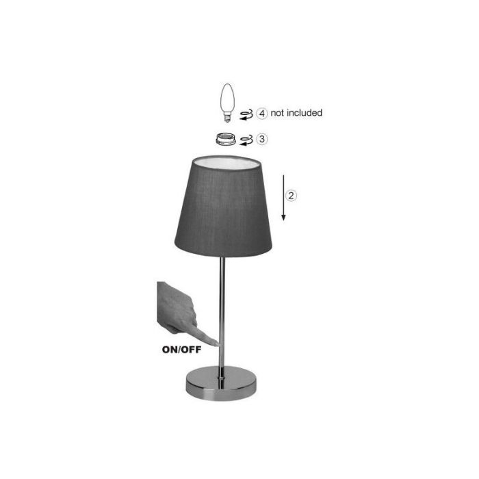 Lampe de table blanche en tissu, Neyomi, avec interrupteur