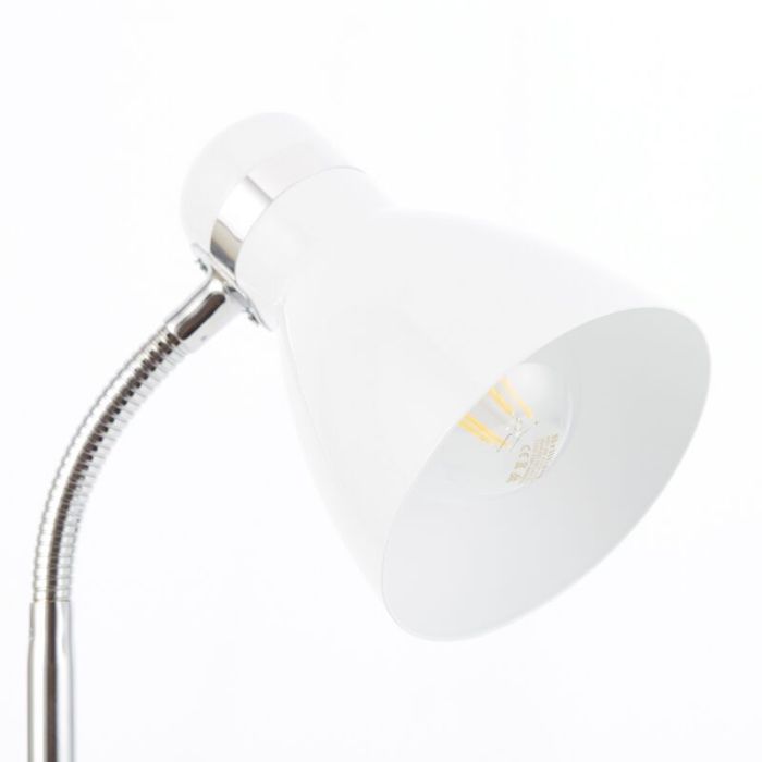 Lampe de bureau blanche en plastique, Santana, avec interrupteur