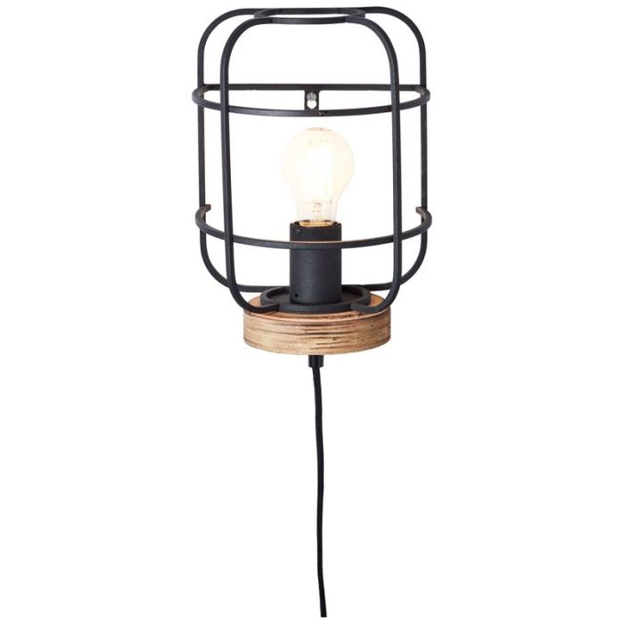 Applique murale en bois noire, Taede, avec interrupteur