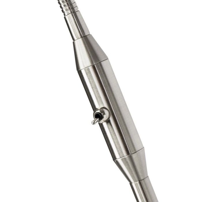 Lampadaire chromé en métal, Jaydah, avec interrupteur